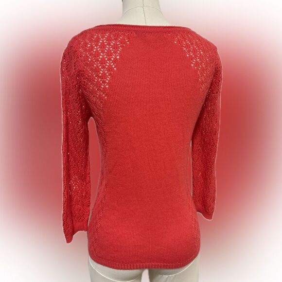 Forever 21 Women's Red Lace Sweater, Size Medium - Picture 4 of 7